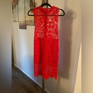 Yuwei Fushi Sz M Red Lace Dress